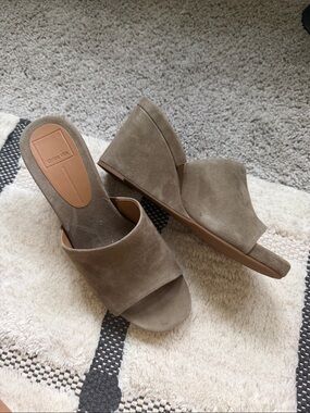 Dolce Vita Taupe Suede Wedge Mules
